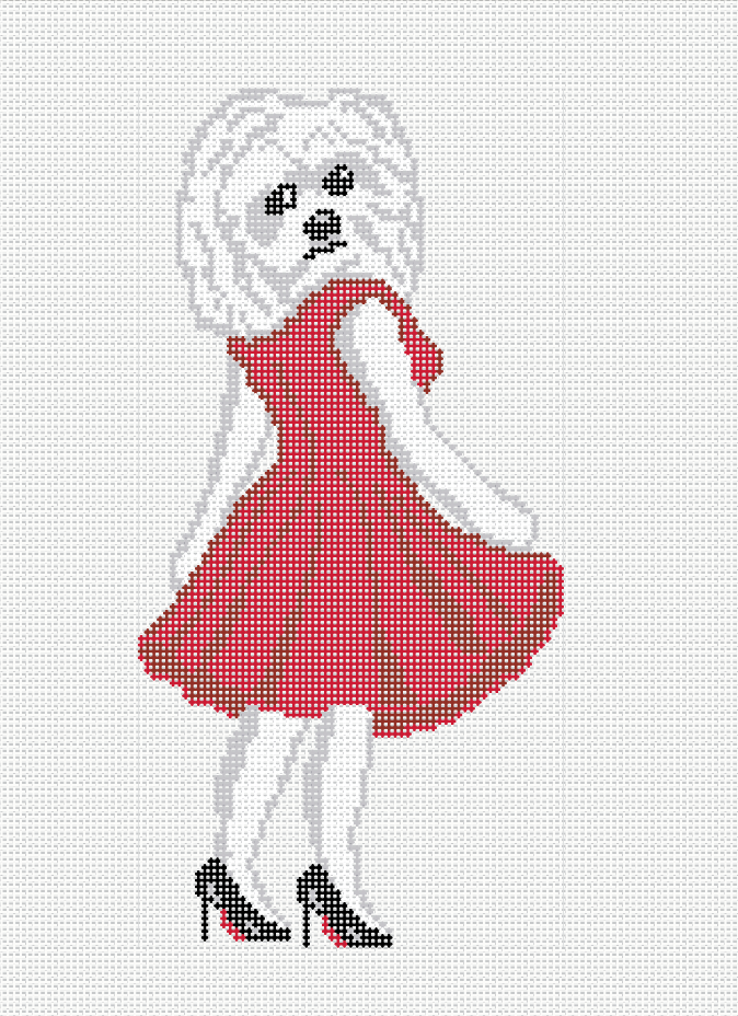 Custom Dog Character Portrait Needlepoint Canvas
