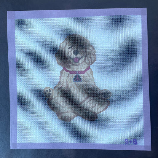 Goldendoodle Meditating Needlepoint Canvas