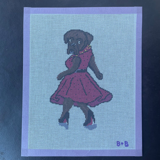 Scarlett has places to go and people to see! Boxer dog - Needlepoint Canvas