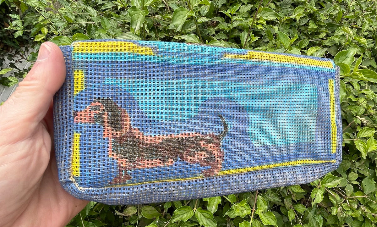 Custom Dog Portrait — Hand-Painted on Your Self Finishing Needlepoint Bag