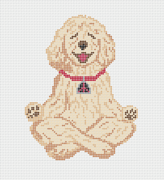 Goldendoodle Meditating Needlepoint Canvas