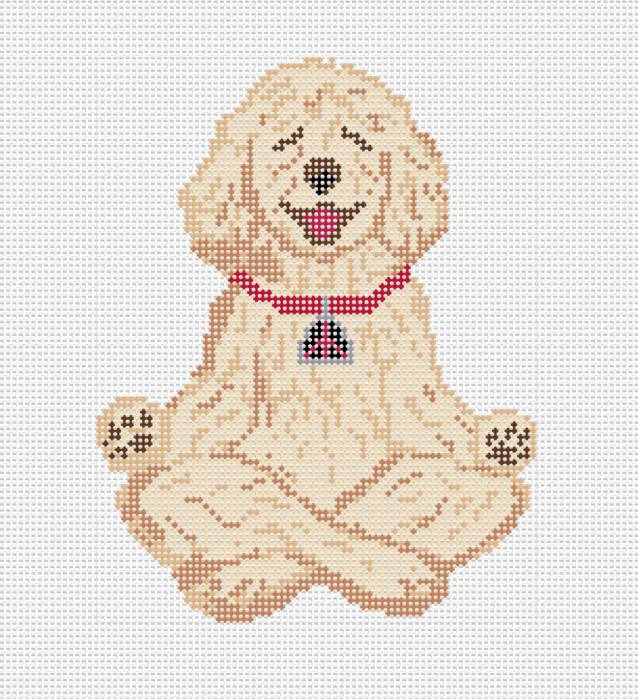 Goldendoodle Meditating Needlepoint Canvas