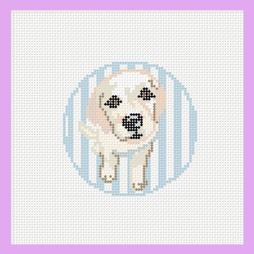 Custom Needlepoint Of Your Dogs Portrait as a Classic Needlepoint Ornament