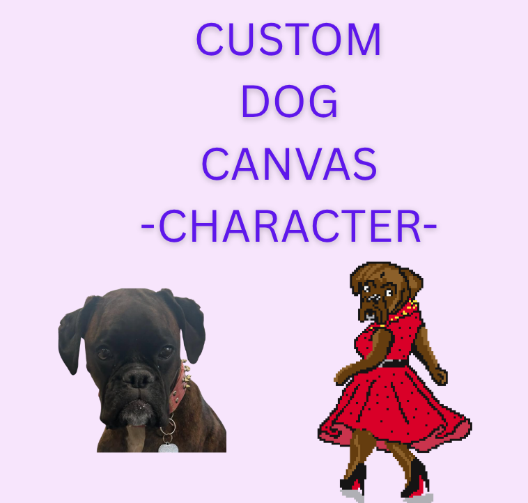 Custom Dog Character Portrait Needlepoint Canvas