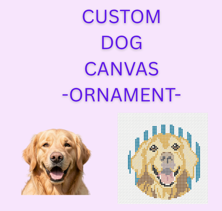 Custom Needlepoint Of Your Dogs Portrait as a Classic Needlepoint Ornament